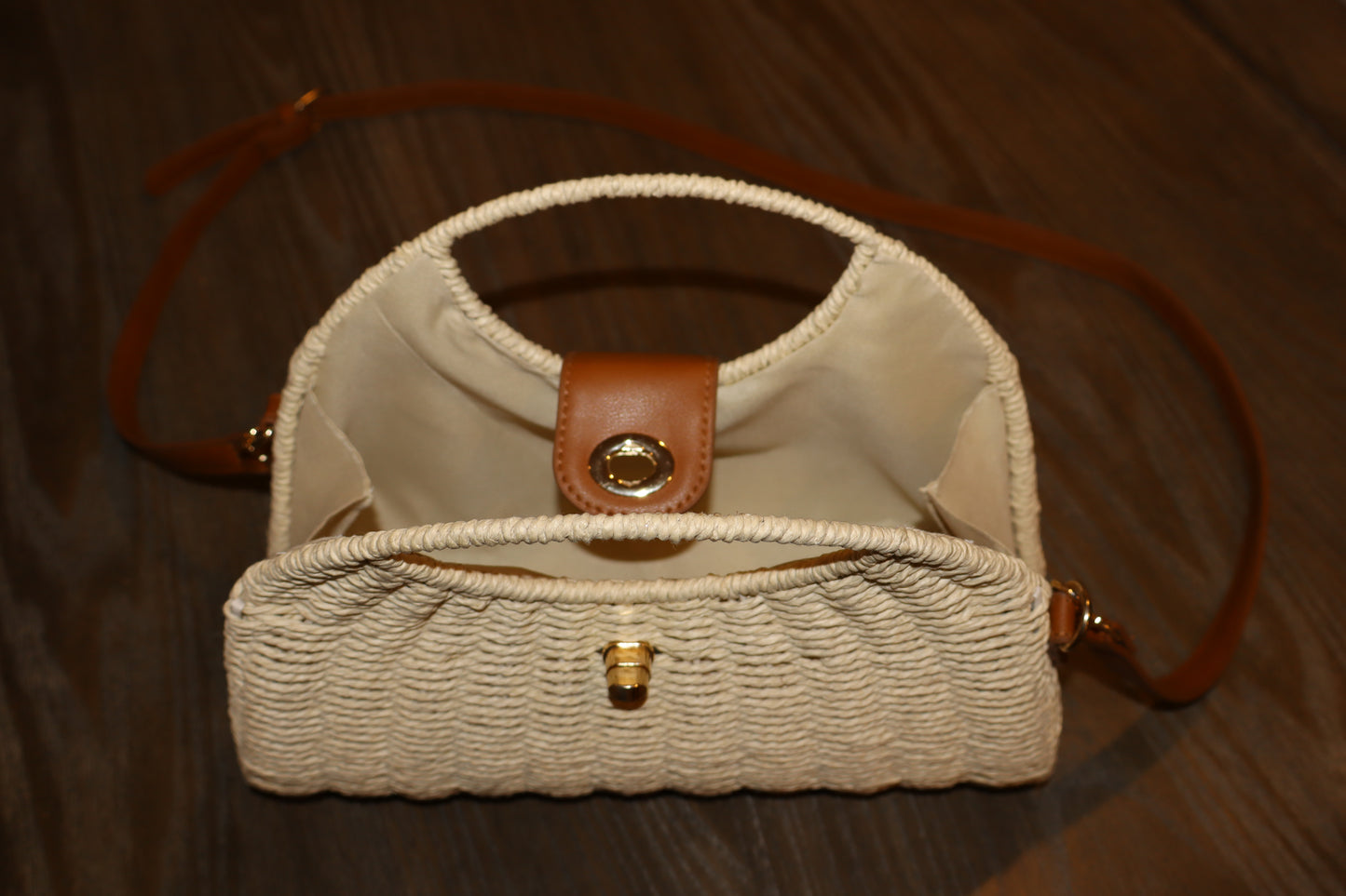 C.  Wicker & Leather Handbag